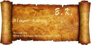 Blayer Karsa névjegykártya